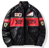 Jaqueta Ferrari F1 Vintage (Couro Sintético): Potência & Estilo 🏁🐎