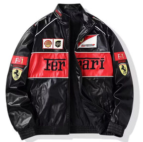 Jaqueta Ferrari F1 Vintage (Couro Sintético): Potência & Estilo 🏁🐎